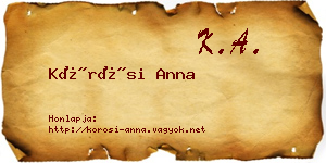 Kőrösi Anna névjegykártya